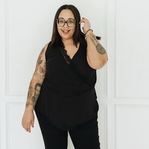 PLEIONE Lace-Trimmed Blouse